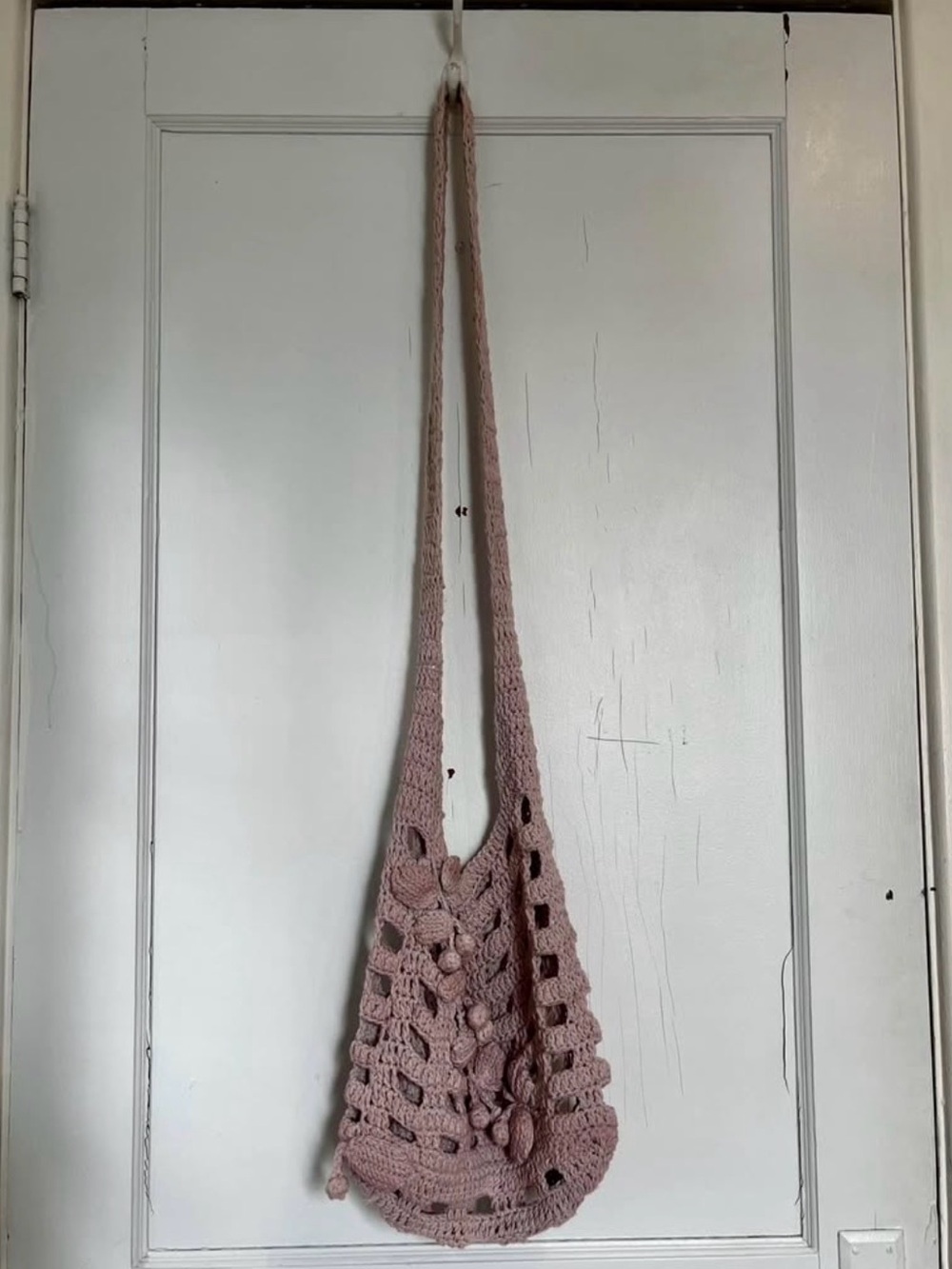 Handcrafted Crochet Shoulder Bag in Dusty Rose